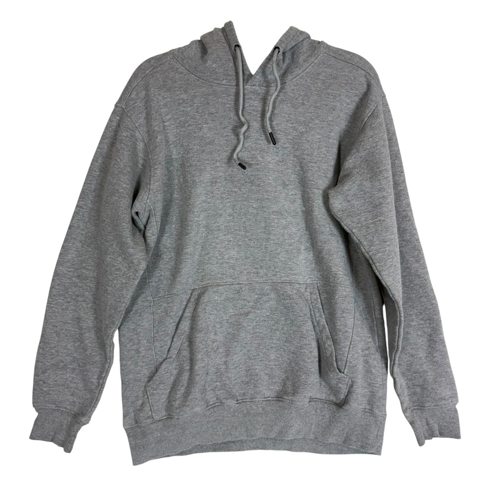 BCG Hoodie Mens Medium Gray Pullover Fleece Kangaroo Pocket Solid Basic Casual